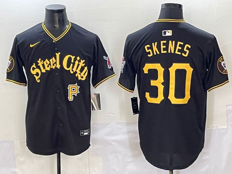 Men 2025 Pittsburgh Pirates #30 Skenes Black Game Nike MLB Jersey style 7158